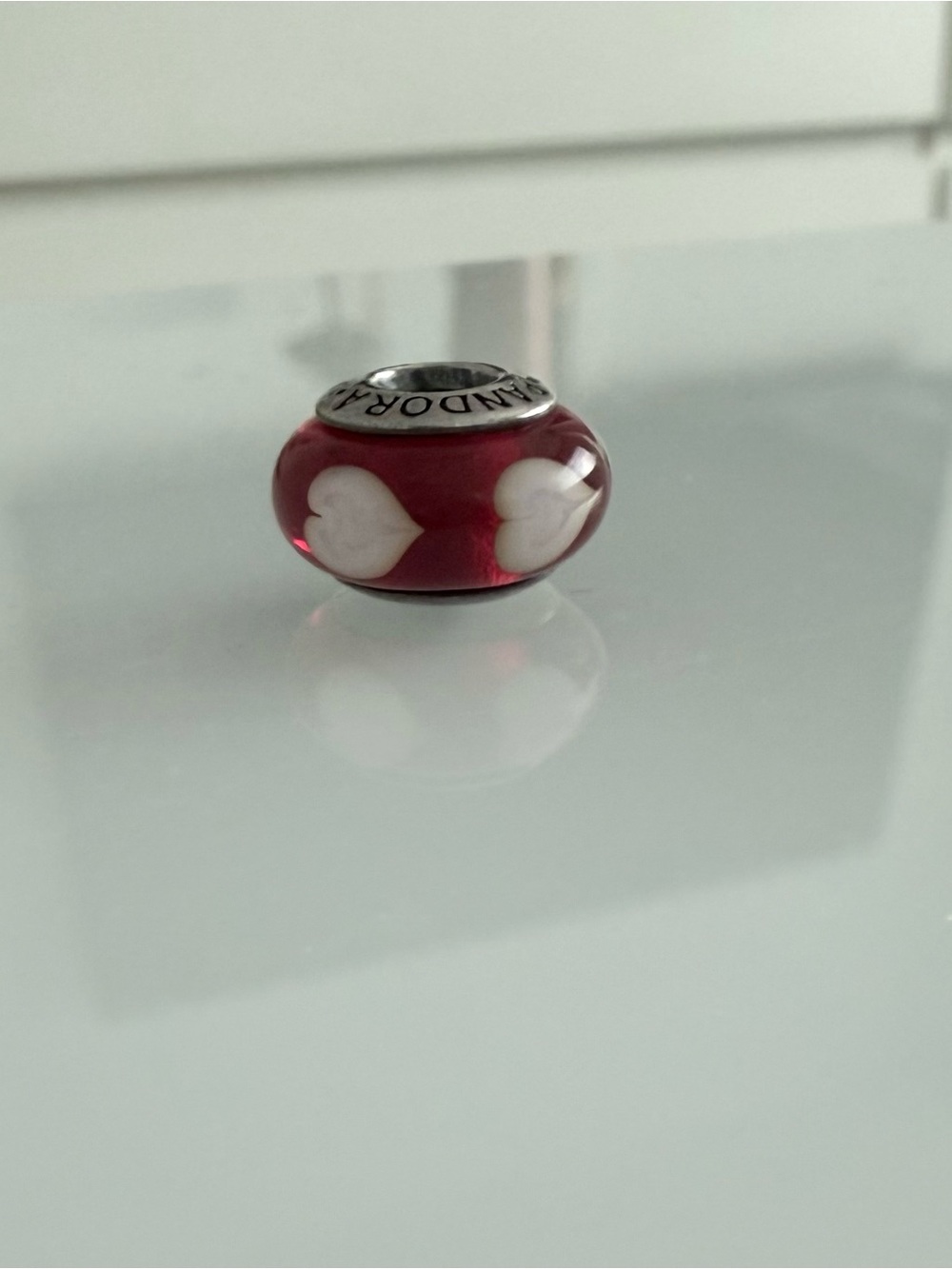 Pandora Red and White Glass Dot Charm